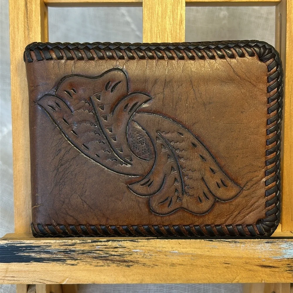 Handmade vintage equestrian horse cowboy bifold wallet